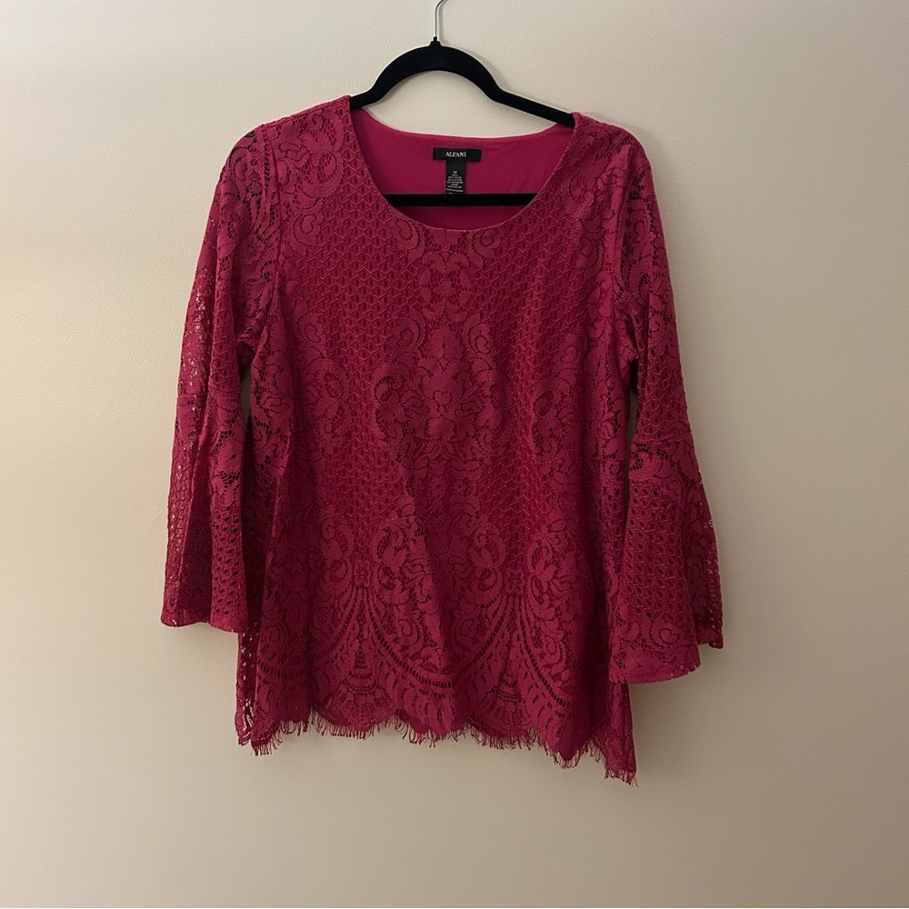 Alfani Women's pink Lace Top